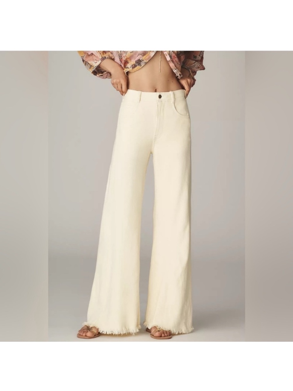 Pilcro Light Yellow Aldi Linen Blend Wide Leg Pants 31